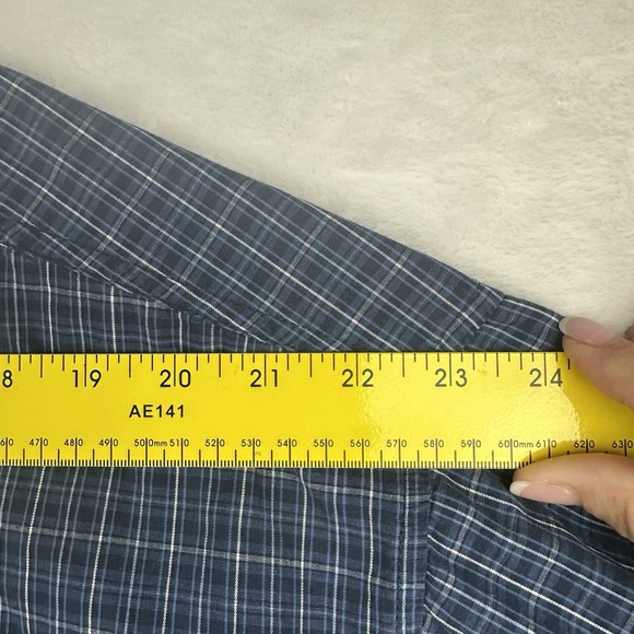 Catalina Shirt Men XL Short Sleeve‎ Navy Blue Button Down Plaid Retro Preppy - Picture 8 of 11